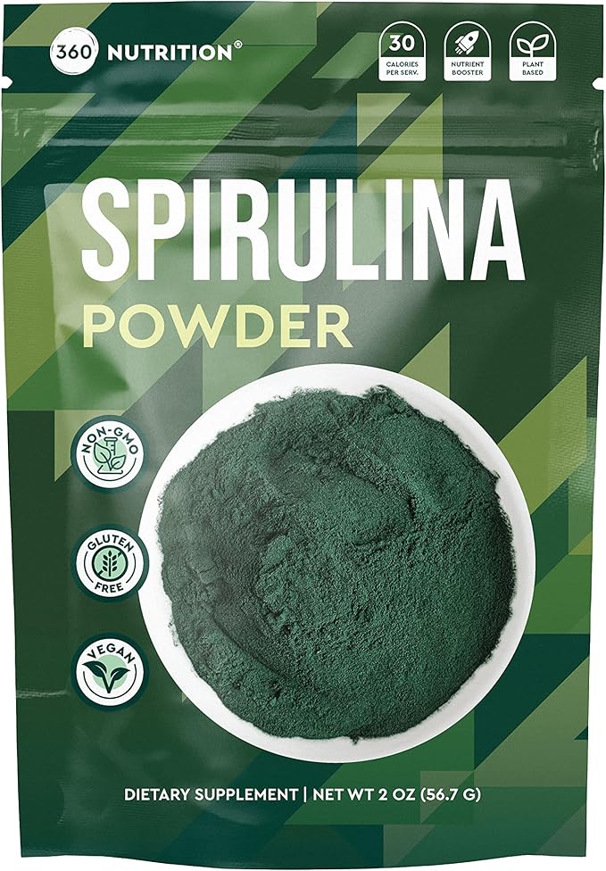 360 Nutrition Spirulina Powder, Vitamin A, 6g Plant 2 oz