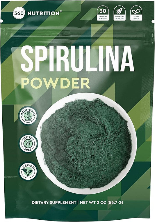 360 Nutrition Spirulina Powder, Vitamin A, 6g Plant 2 oz