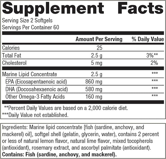 Metagenics OmegaGenics Fish Oil EPA-DHA 720- Omega-3 Fish 120 Softgels