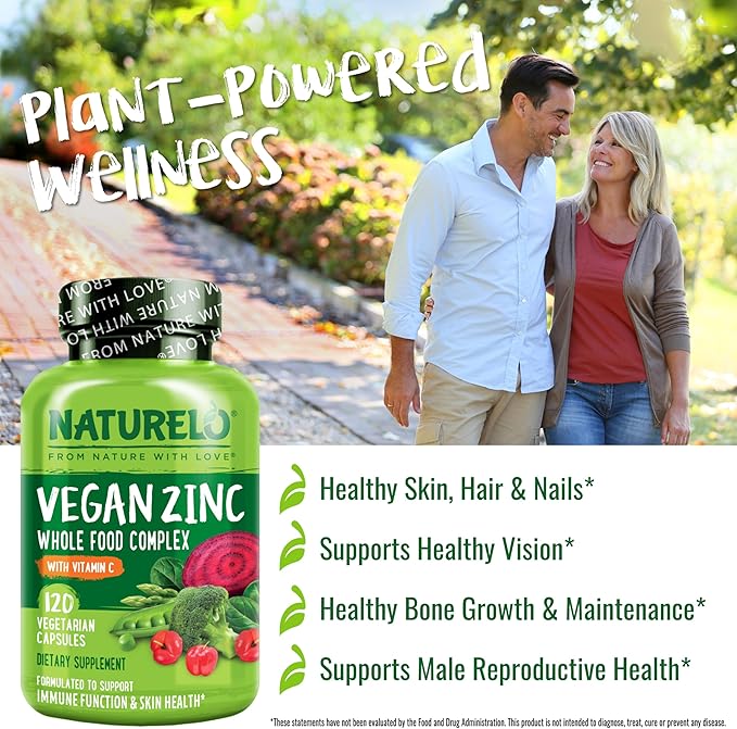 NATURELO Vegan Zinc Whole Food Complex 120 Capsules