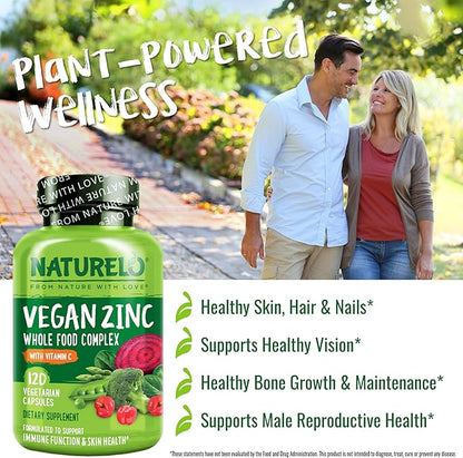 NATURELO Vegan Zinc Whole Food Complex 120 Capsules