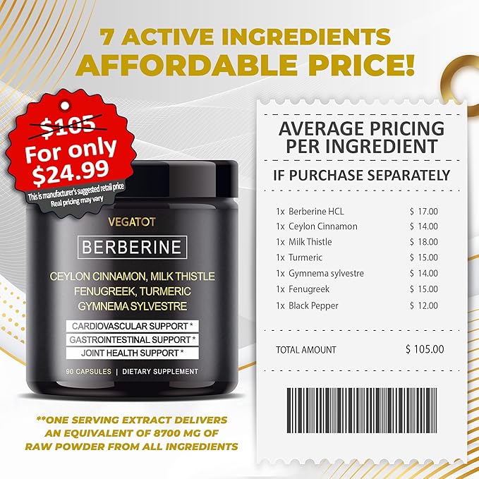 Berberine Supplement 8700MG with Ceylon Cinnamon,