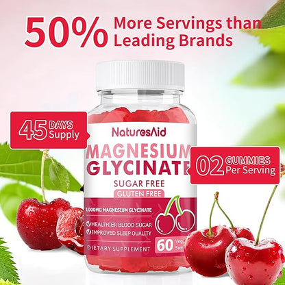 Magnesium Glycinate Gummies 1000mg B6, CoQ10 CoQ10 for 120 Cherry -2 Pack