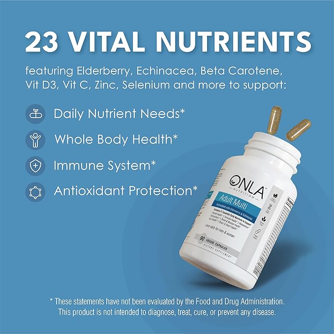 ONLA Elderberry Supplements for Women 80mg 20mg, Zinc, D3, & B6 - 3 Month