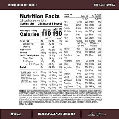 SlimFast Meal Replacement Powder, Original Rich 10g of 22 Servings