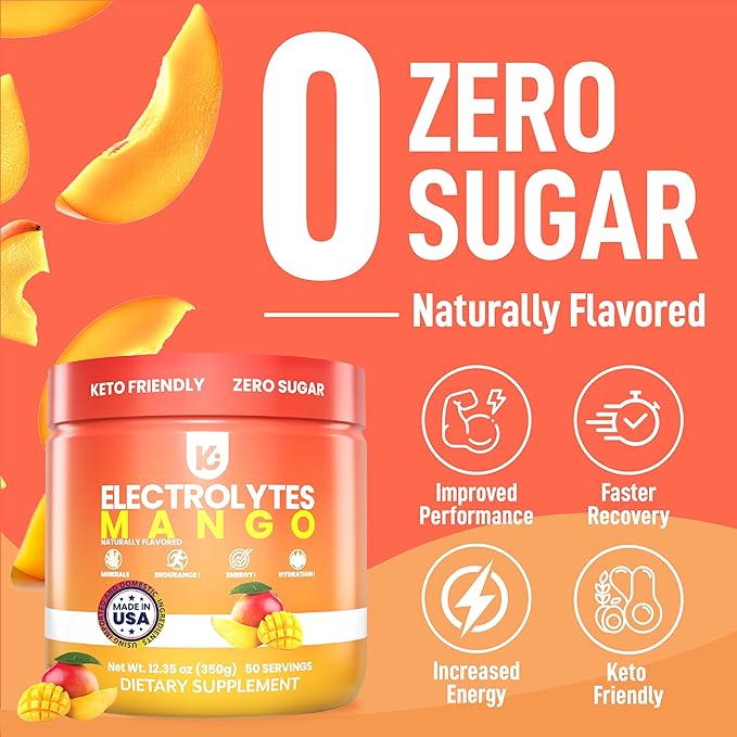 Keppi Keto Hydration Electrolytes - Mango - Electrolyte Powder no Sugar - Sips Like Sunshine - Keto Electrolytes Powder - Electrolytes Powder Sugar Free - Electrolytes Powder
