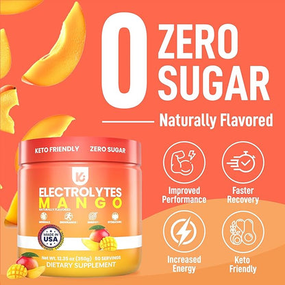 Keppi Keto Hydration Electrolytes - Mango - Electrolyte Powder no Sugar - Sips Like Sunshine - Keto Electrolytes Powder - Electrolytes Powder Sugar Free - Electrolytes Powder