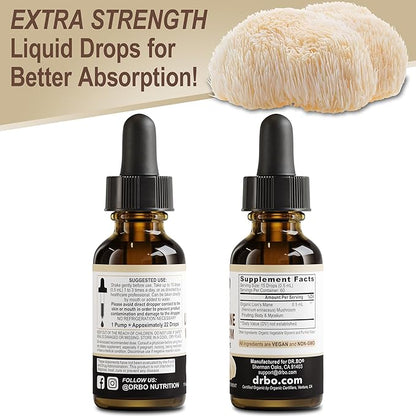 Lions Mane Mushroom Supplement Drops - Organic Lion's Mane Mushroom Liquid Tincture for Focus, Fog, Brain Health Supplements - Vegan Herbal Nervine, Nootropic Organic Lions Mane Supplement Extract 1oz