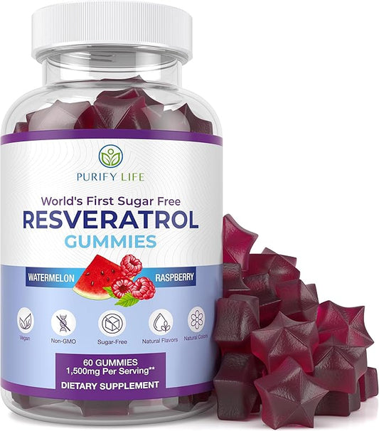 Purify Life Sugar-Free Resveratrol Gummies 1500mg Resveratrol