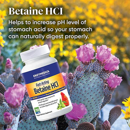 Enzymedica, Betaine HCl, Occasional Heartburn and 120 Capsules