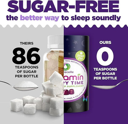 Nutramin Sleepy Time Gummy: The Vegan, Sugar-Free, Natural Melatonin 5mg for Longer Deeper Sleep - No Next-Day Grogginess, Non-Habit Forming Delicious & Drug-Free Allergy-Safe Herbal Sleep Gummies