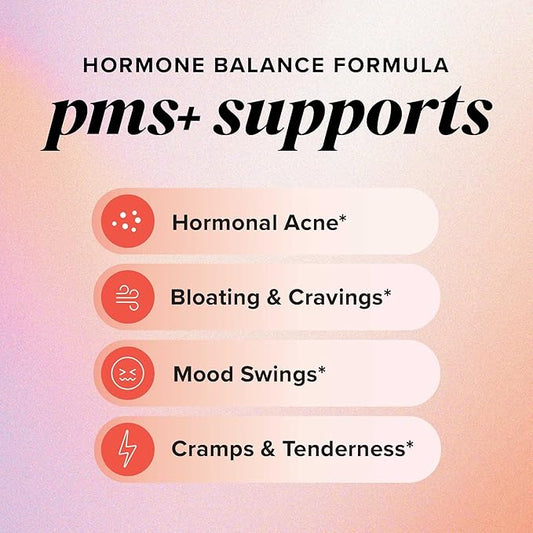 PMS Support Supplement for Women with PMS Relief | Hormonal Acne, Hormone Balance & Period Relief | Chasteberry Supplements | Microbeadlets with Dong Quai, Cranberry & Vitamin B6 | Non-GMO 30ct