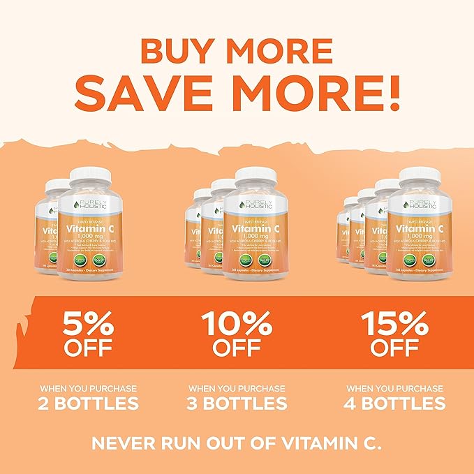 Purely Holistic Vitamin C 1000mg, 365 12 Month 2 Stage