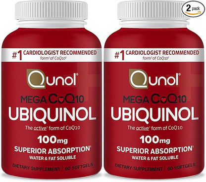 Qunol Ubiquinol CoQ10 100mg Softgels, Mega 100mg - Q10 for 4 Month 60 Count 2)