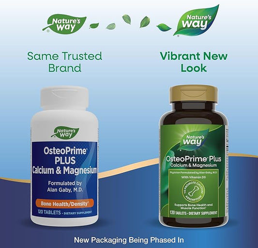 Nature's Way OsteoPrime PLUS Calcium & D3 & K2, Vegetarian, 120 Tablets