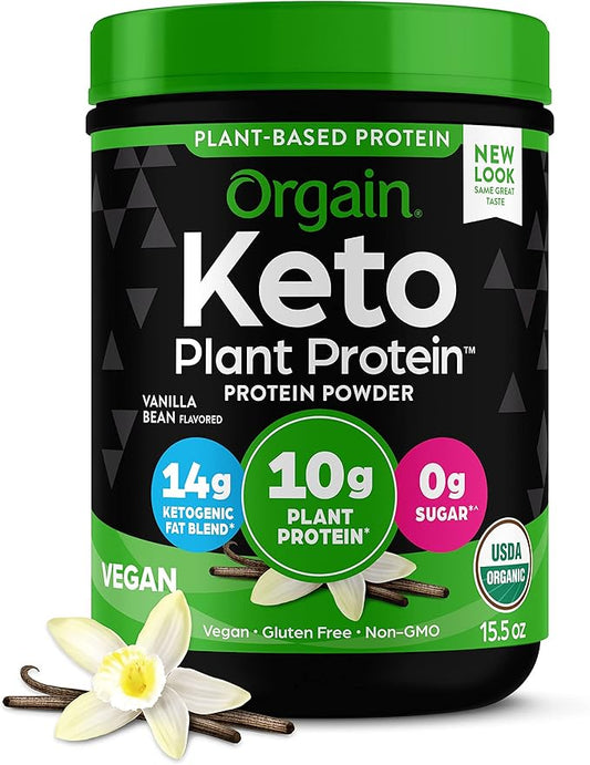 Orgain Organic Keto Vegan Protein Powder, 10g Plant 0g Sugar*, 0.97lb