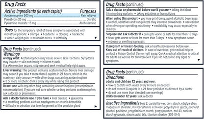 Pamprin Multi-Symptom Formula, with Acetaminophen, Menstrual 40 Caplets