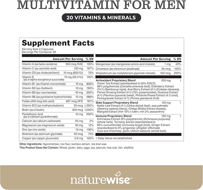 NatureWise Multivitamin for Men 60 Capsules[1-Month Capsules[1-Month Supply]