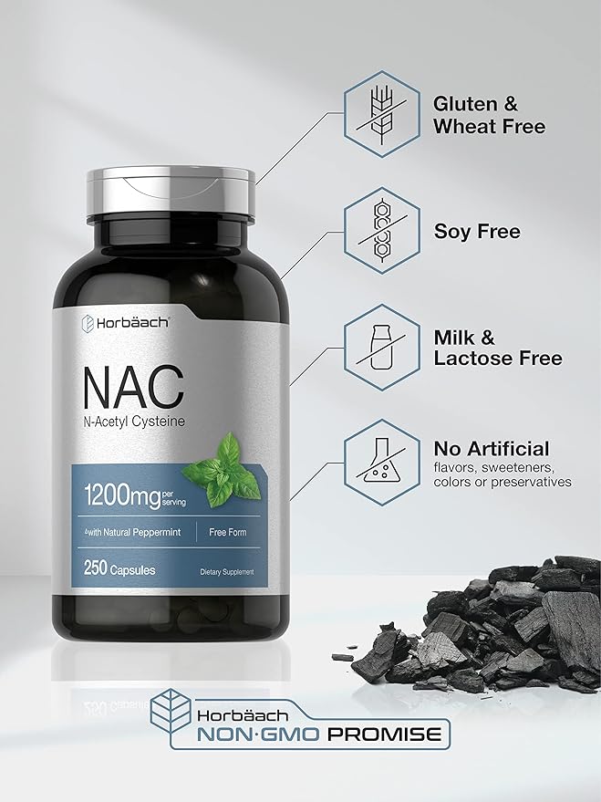 Horbäach NAC N-Acetyl Cysteine Supplement 1200mg 250 Capsules