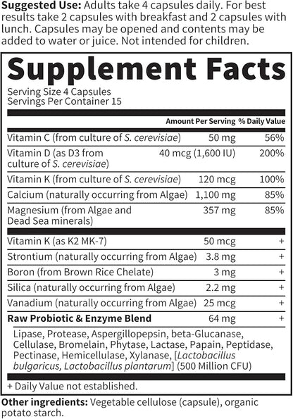 Garden of Life Raw Calcium Supplement K2, Vitamin D3 and 60 Capsules