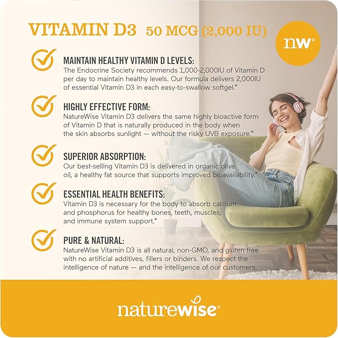 NatureWise Vitamin D3 2000iu (50 mcg) 90 Count
