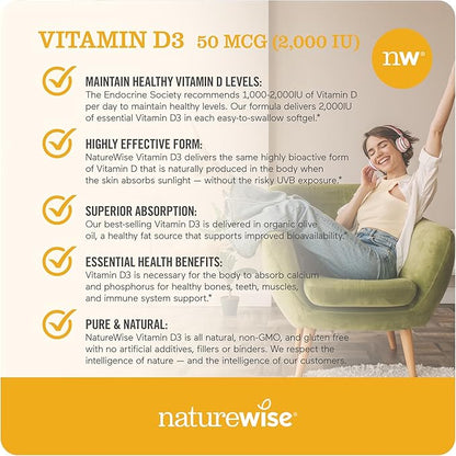 NatureWise Vitamin D3 2000iu (50 mcg) 90 Count