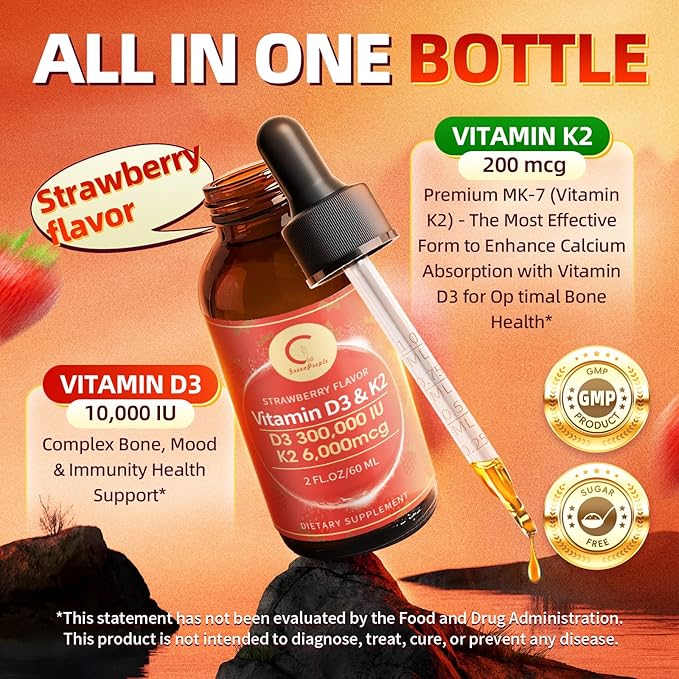 GPGP GreenPeople Vitamin D3 K2 Drops with MCT Oil 10000 IU - Maximum Strength Vitamin D Liquid, No Fillers, Non-GMO Liquid D3 for Faster Absorption and Immune Support (4 Fl OZ)