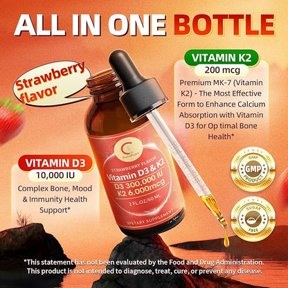 GPGP GreenPeople Vitamin D3 K2 Drops with MCT Oil 10000 IU - Maximum Strength Vitamin D Liquid, No Fillers, Non-GMO Liquid D3 for Faster Absorption and Immune Support (4 Fl OZ)