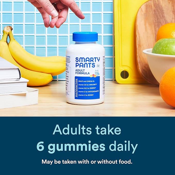SmartyPants Multivitamin for Men & Women: D3, C, B12, B6, B6, Vitamin 3 Fish 180 Count (30 Day