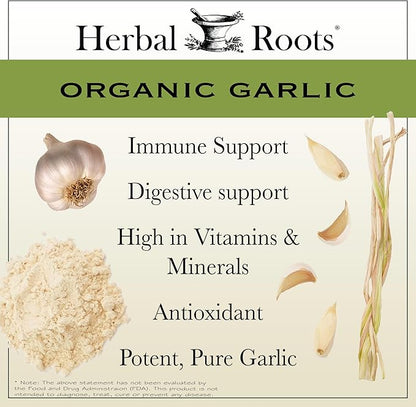 Herbal Roots Organic Whole Bulb Garlic Pills 600 mg 60 Organic