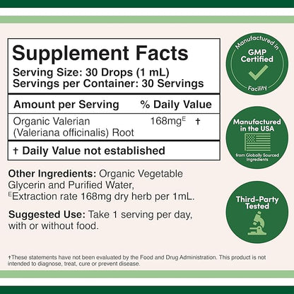 Valerian Root Drops for Sleep 168mg - 1 FL 30 Servings