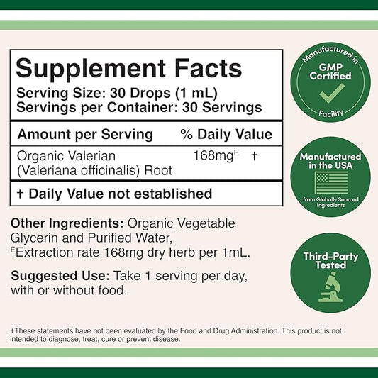 Valerian Root Drops for Sleep 168mg - 1 FL 30 Servings