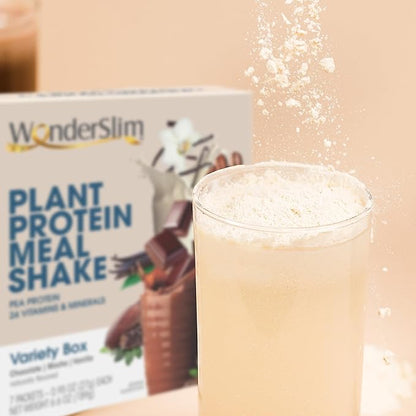 WonderSlim Plant Based Meal Replacement Shake, Vanilla, 15g Protein, Keto Friendly & Low Carb, Low Sugar, Gluten, Soy, & Dairy Free (7ct)