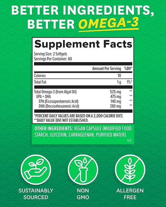 Zenwise Health Vegan Omega 3 Omega-3 from 120 Count