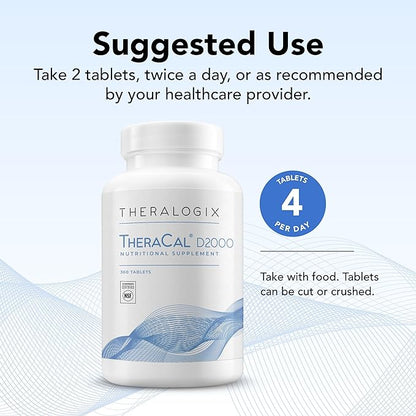 Theralogix TheraCal D2000 D3, Vitamin K2 & 90-Day Supply 360 Tablets