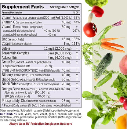 ANDREW LESSMAN Ultimate Eye Support 60 Softgels 12mg Lutein, 6mg Zeaxanthin, 4mg Astaxanthin,
