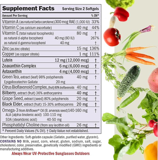 ANDREW LESSMAN Ultimate Eye Support 60 Softgels 12mg Lutein, 6mg Zeaxanthin, 4mg Astaxanthin,
