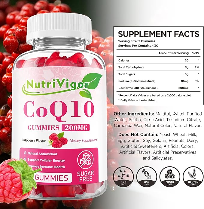 CoQ10 Gummies, Coenzyme Q10 Supplement 200mg, CoQ10 Supplement 120 Count