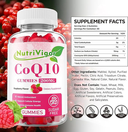 CoQ10 Gummies, Coenzyme Q10 Supplement 200mg, CoQ10 Supplement 120 Count
