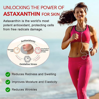 Astaxanthin Supplements 24mg, 5 Month Supply - Coconut MCT Oil, Fresh Microalgae Source w/Grape Seed Oil, Ashwagandha - Antioxidants for Healthy Skin, Eyes, Jints, Non-GMO & Gluten Free, 150 Softgels