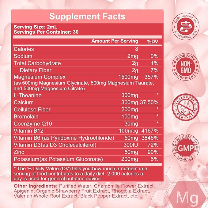 Triple Magnesium Complex Liquid Drops 1,500mg Magnesium B6 for 2 Fl