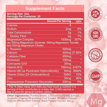 Triple Magnesium Complex Liquid Drops 1,500mg Magnesium B6 for 2 Fl