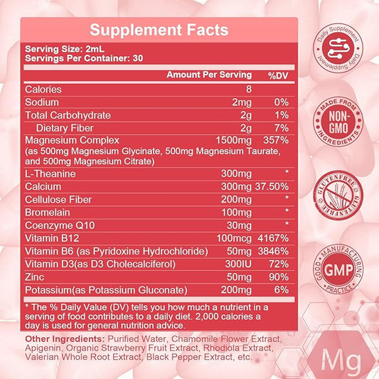 Triple Magnesium Complex Liquid Drops 1,500mg Magnesium B6 for 2 Fl