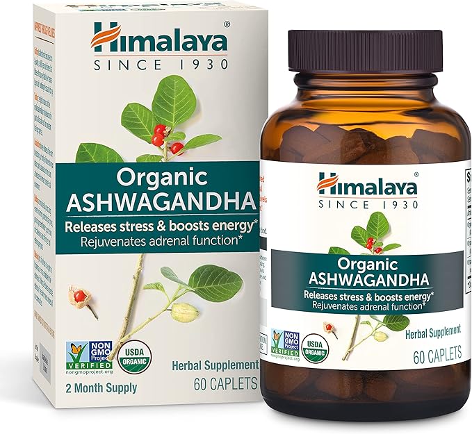 Himalaya Organic Ashwagandha, 60 Day Supply, 670 mg, 60 Caplets