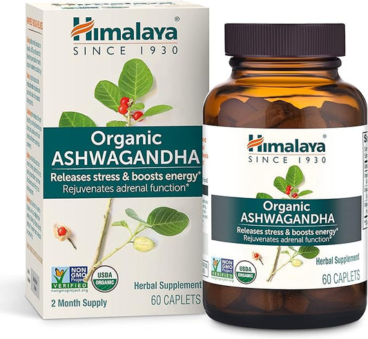 Himalaya Organic Ashwagandha, 60 Day Supply, 670 mg, 60 Caplets