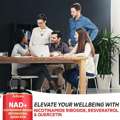 3in1 1000mg Pure NAD+ Supplement with Liposomal Nicotinamide Riboside 900mg NR, Resveratrol, Quercetin - Cellular Energy & Repair, Vitality, Healthy Aging - 60 Count