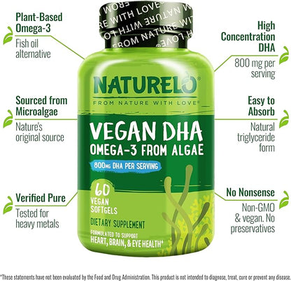 NATURELO Vegan DHA 3 Oil 60 Softgels