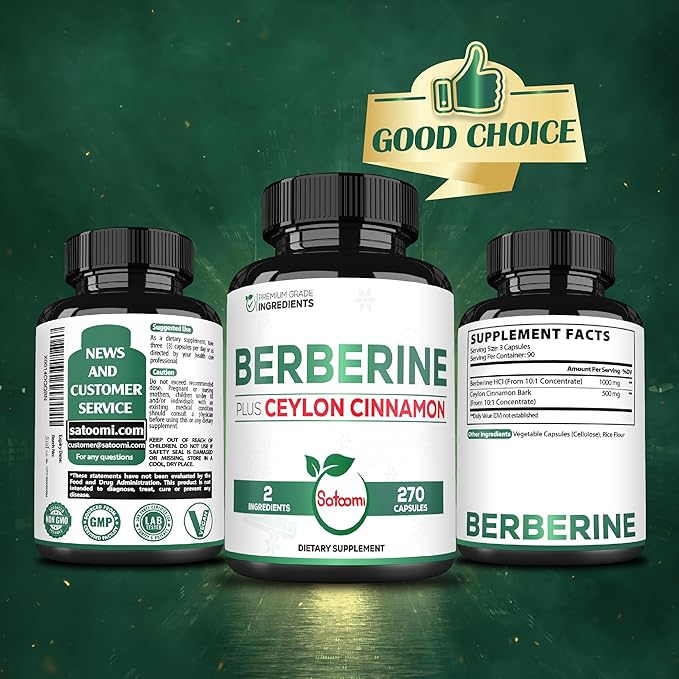Berberine with Ceylon Cinnamon Supplement 1500mg Extra 270 Capsules
