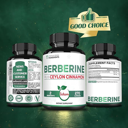 Berberine with Ceylon Cinnamon Supplement 1500mg Extra 270 Capsules