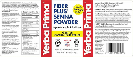 Yerba Prima Fiber Plus Senna Powder, 12 Ounce 3) -